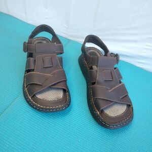 Earth Shoe Men's Chunky Brown Leather Upper Sandals Strappy Size 11